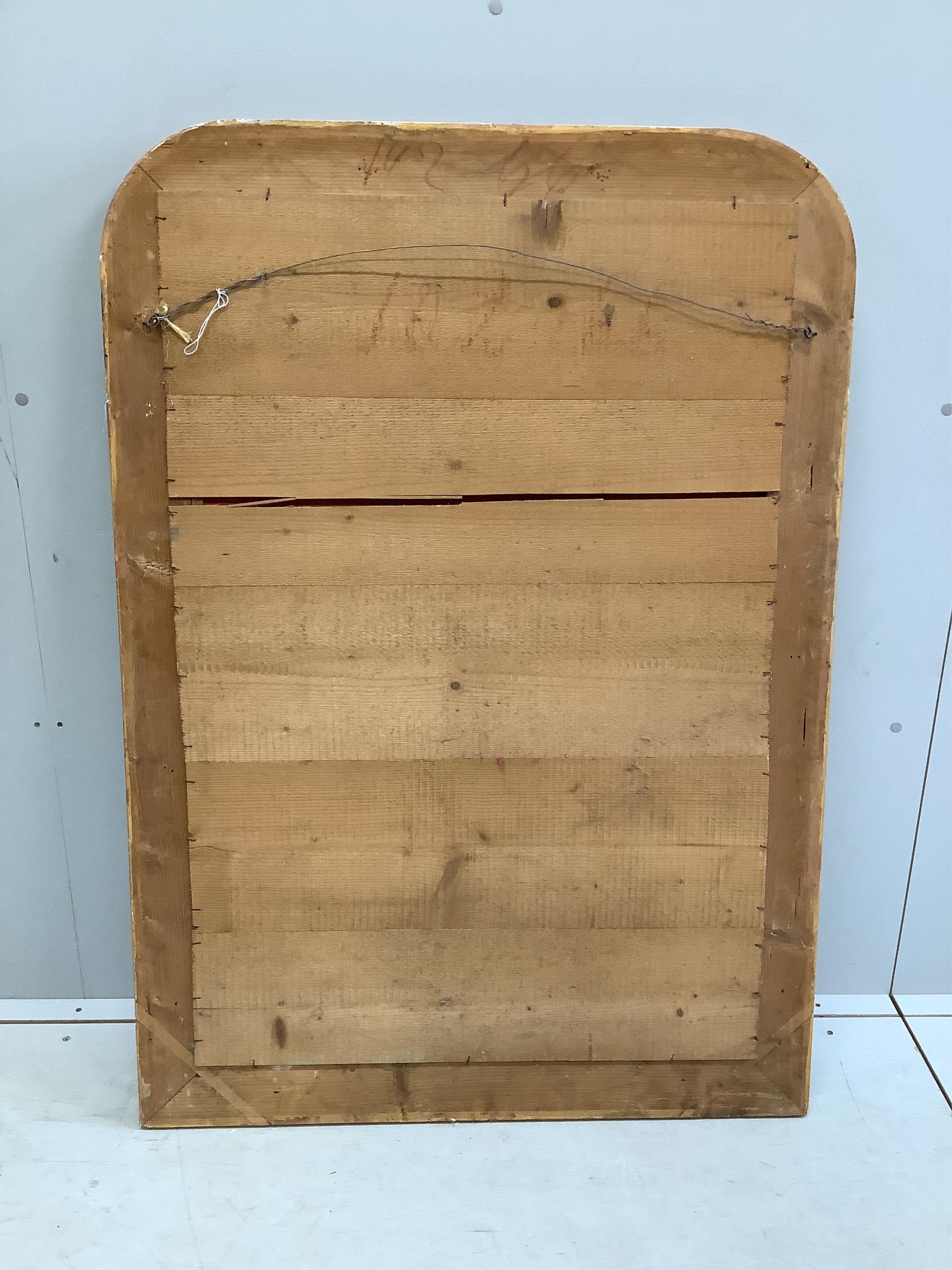 A 19th century French overmantel mirror, width 86cm, height 123cm. Condition - fair